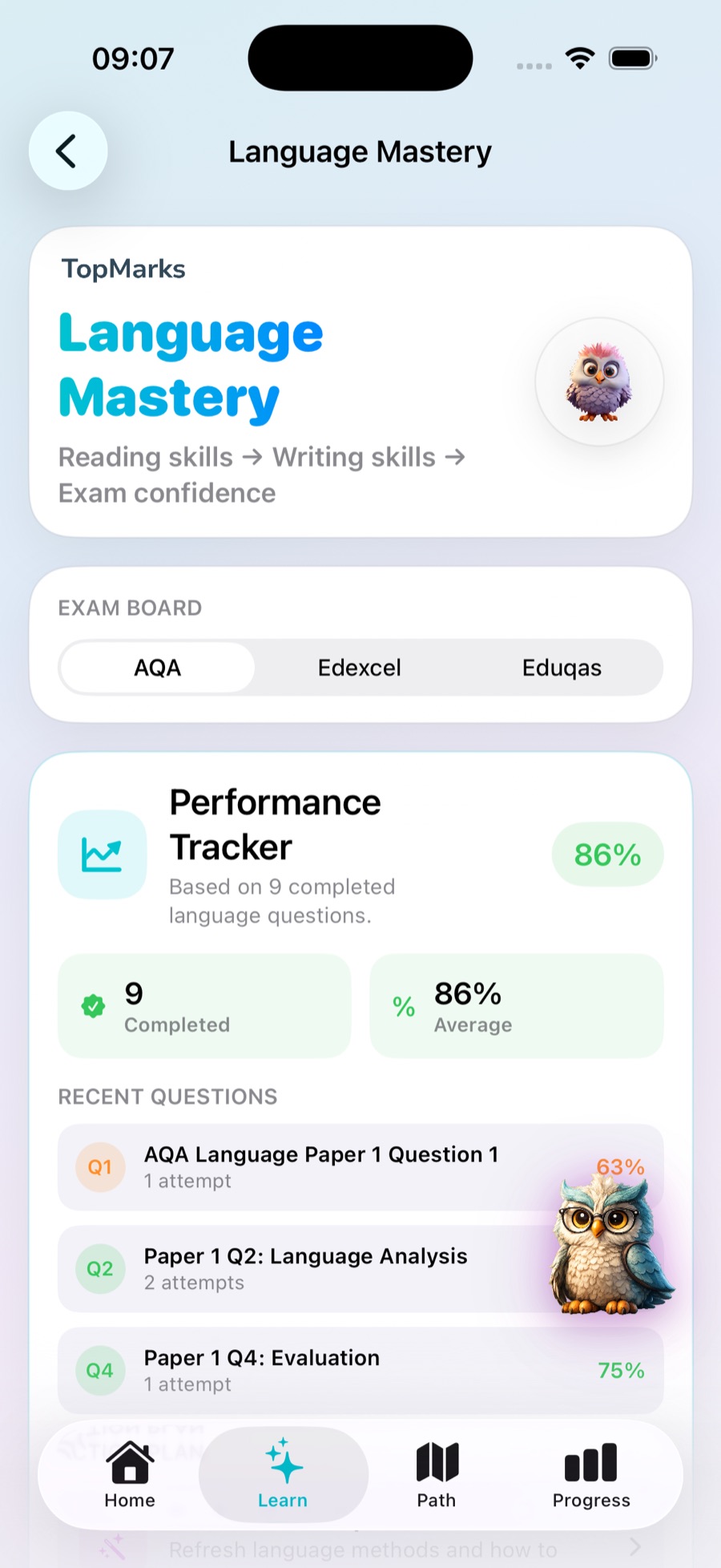 TopMarks Language mastery app screen